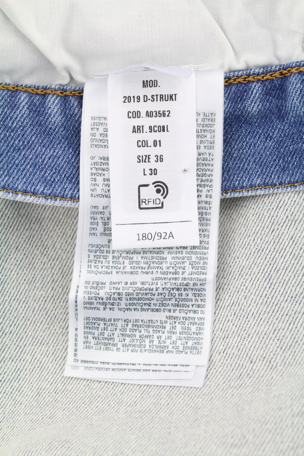 DIESEL 2019 D-Strukt 9C08L Men Jeans W36/L30 Slim  Zip Fly Washed Blue RRP€250