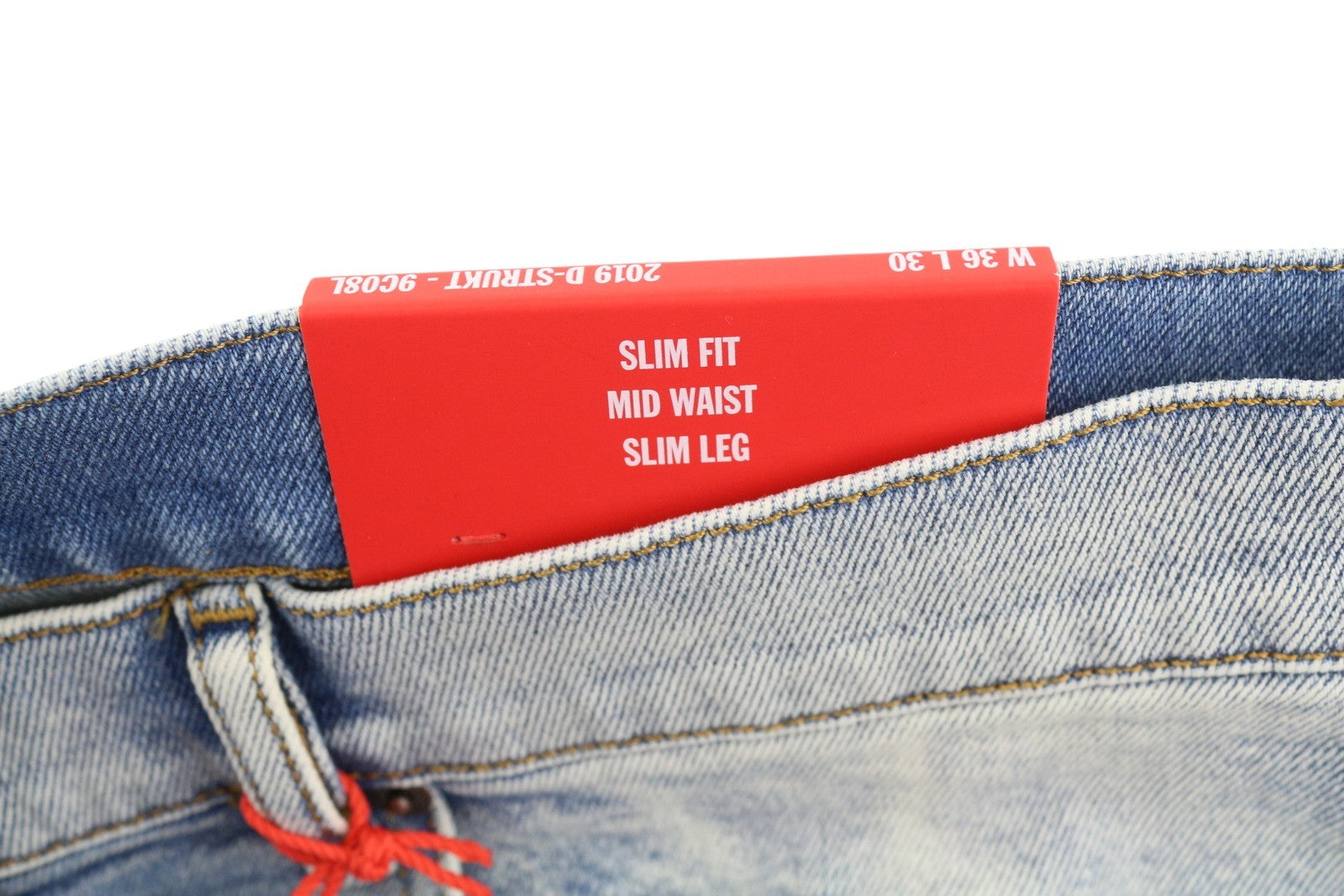 DIESEL 2019 D-Strukt 9C08L Men Jeans W36/L30 Slim  Zip Fly Washed Blue RRP€250