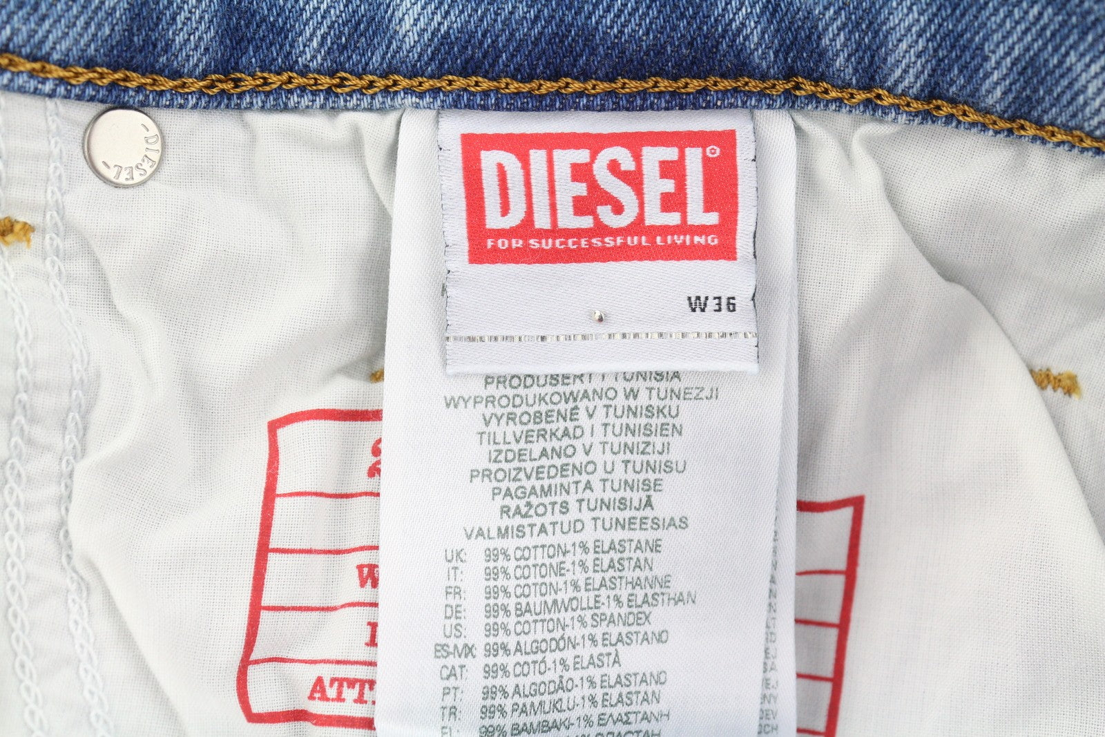 DIESEL 2019 D-Strukt 9C08L Men Jeans W36/L30 Slim  Zip Fly Washed Blue RRP€250