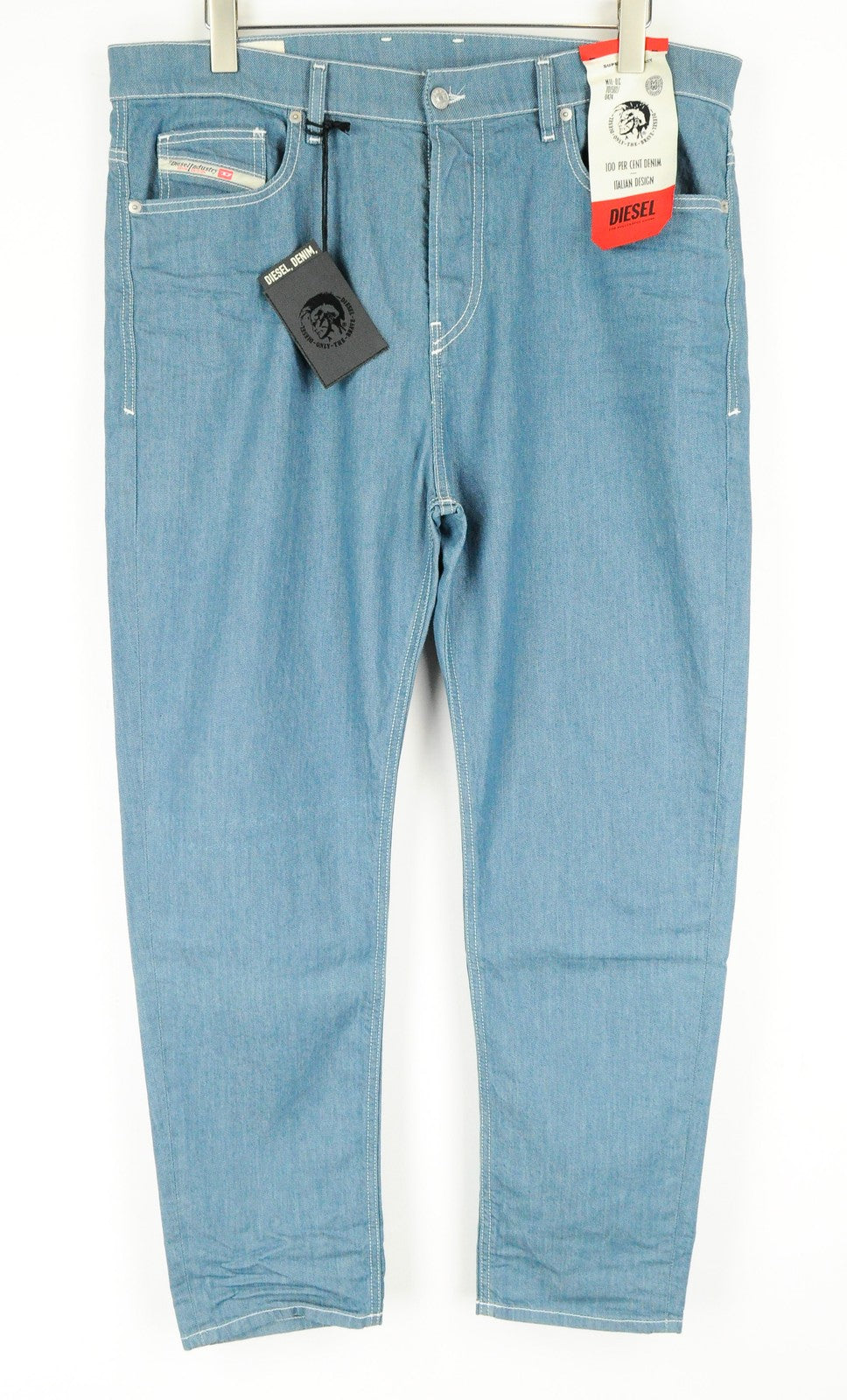 DIESEL D-Vider 069MQ Men Jeans W36/L32 Carrot Fit Blue Cotton 5-Pocket Denim