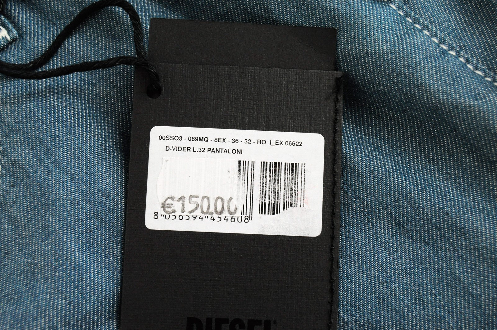 DIESEL D-Vider 069MQ Men Jeans W36/L32 Carrot Fit Blue Cotton 5-Pocket Denim