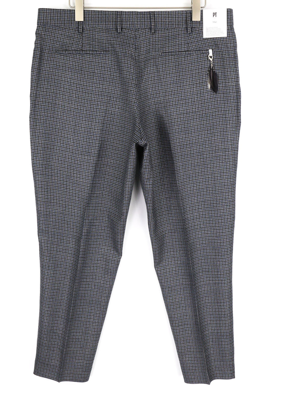 PT TORINO Men Trousers 56 W39 Rebel  Blue Grey Patterned Pure Wool Pleated