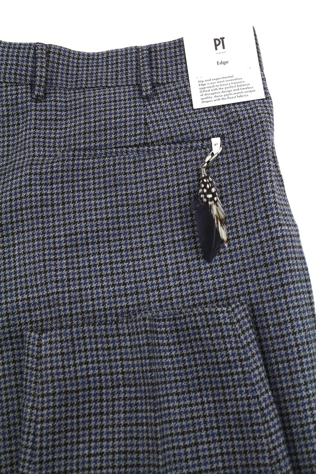 PT TORINO Men Trousers 56 W39 Rebel  Blue Grey Patterned Pure Wool Pleated