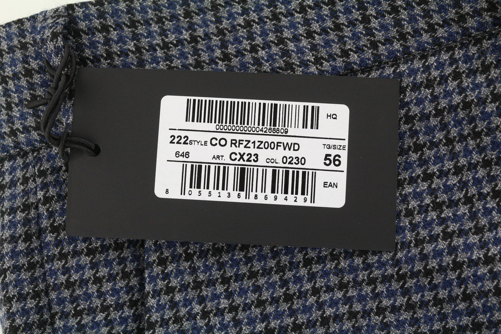 PT TORINO Men Trousers 56 W39 Rebel  Blue Grey Patterned Pure Wool Pleated