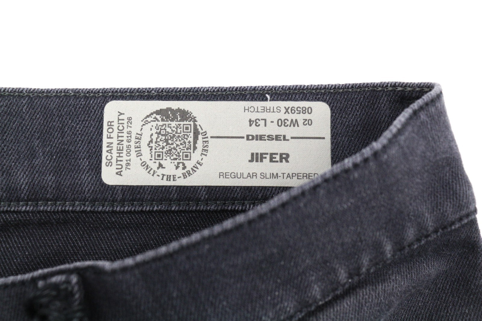 DIESEL Jifer 0859X Mens Jeans W30/L34 Slim Tapered  Button-Fly Black Stretchy