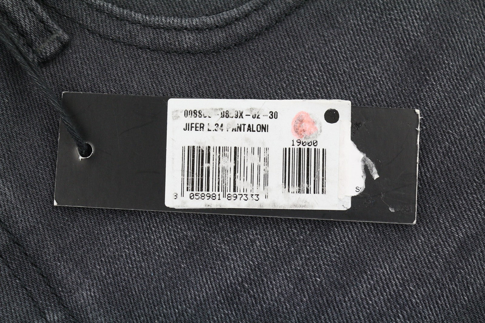 DIESEL Jifer 0859X Mens Jeans W30/L34 Slim Tapered  Button-Fly Black Stretchy