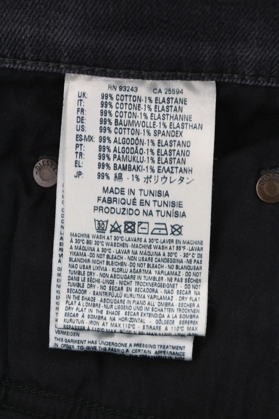 DIESEL Jifer 0859X Mens Jeans W30/L34 Slim Tapered  Button-Fly Black Stretchy