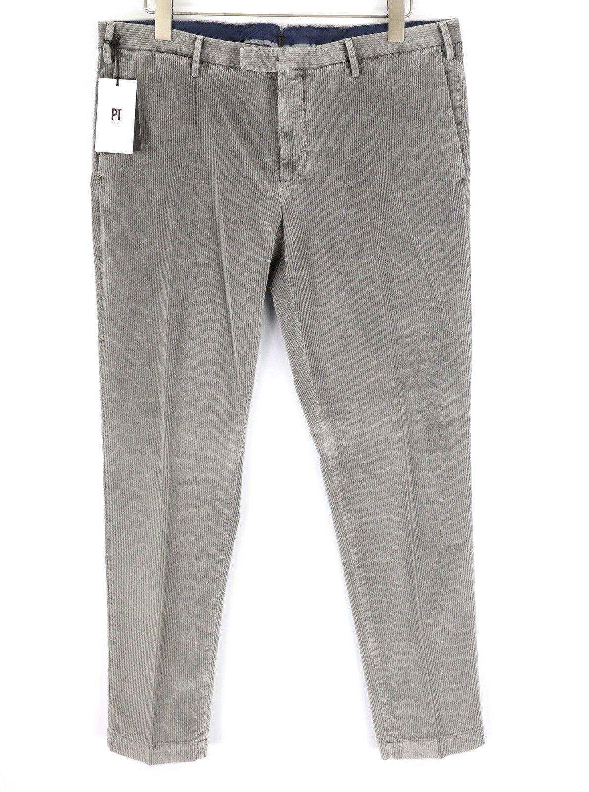 PT TORINO Men Trousers 46 W30 Skinny  Grey Cotton Stretchy Corduroy Pleated