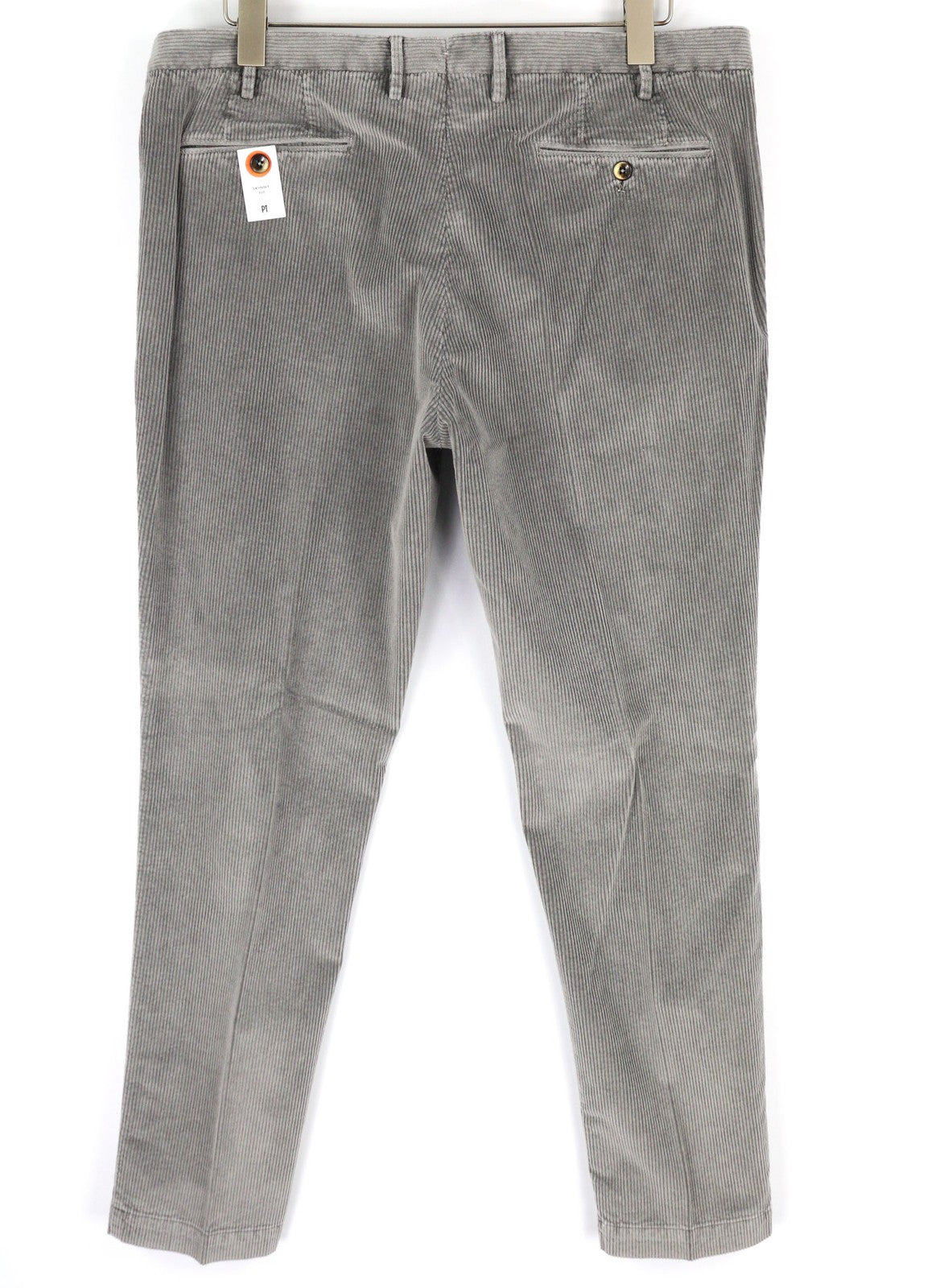 PT TORINO Men Trousers 46 W30 Skinny  Grey Cotton Stretchy Corduroy Pleated