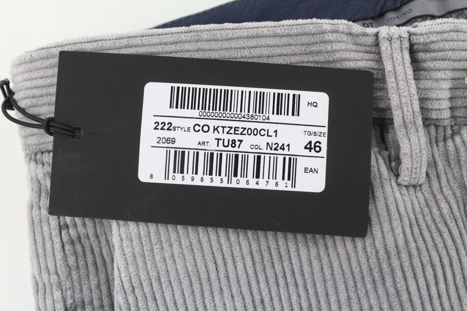 PT TORINO Men Trousers 46 W30 Skinny  Grey Cotton Stretchy Corduroy Pleated