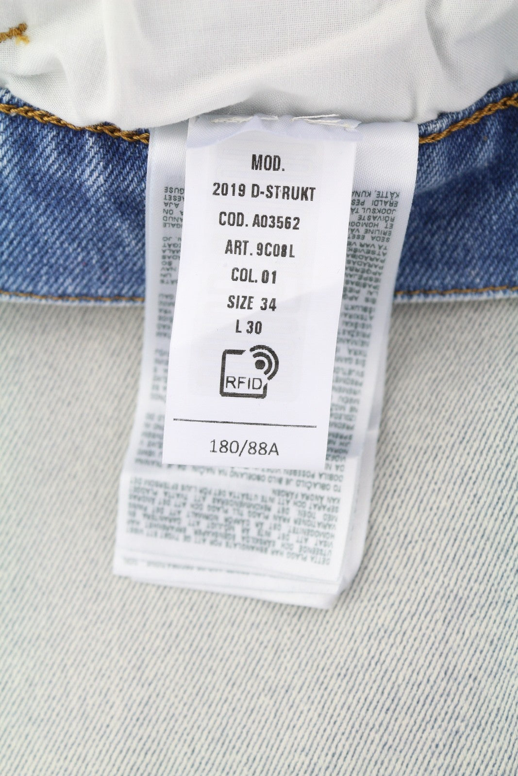 DIESEL 2019 D-Strukt 9C08L Men Jeans W34/L30 Slim  Zip Fly Washed Blue RRP€250