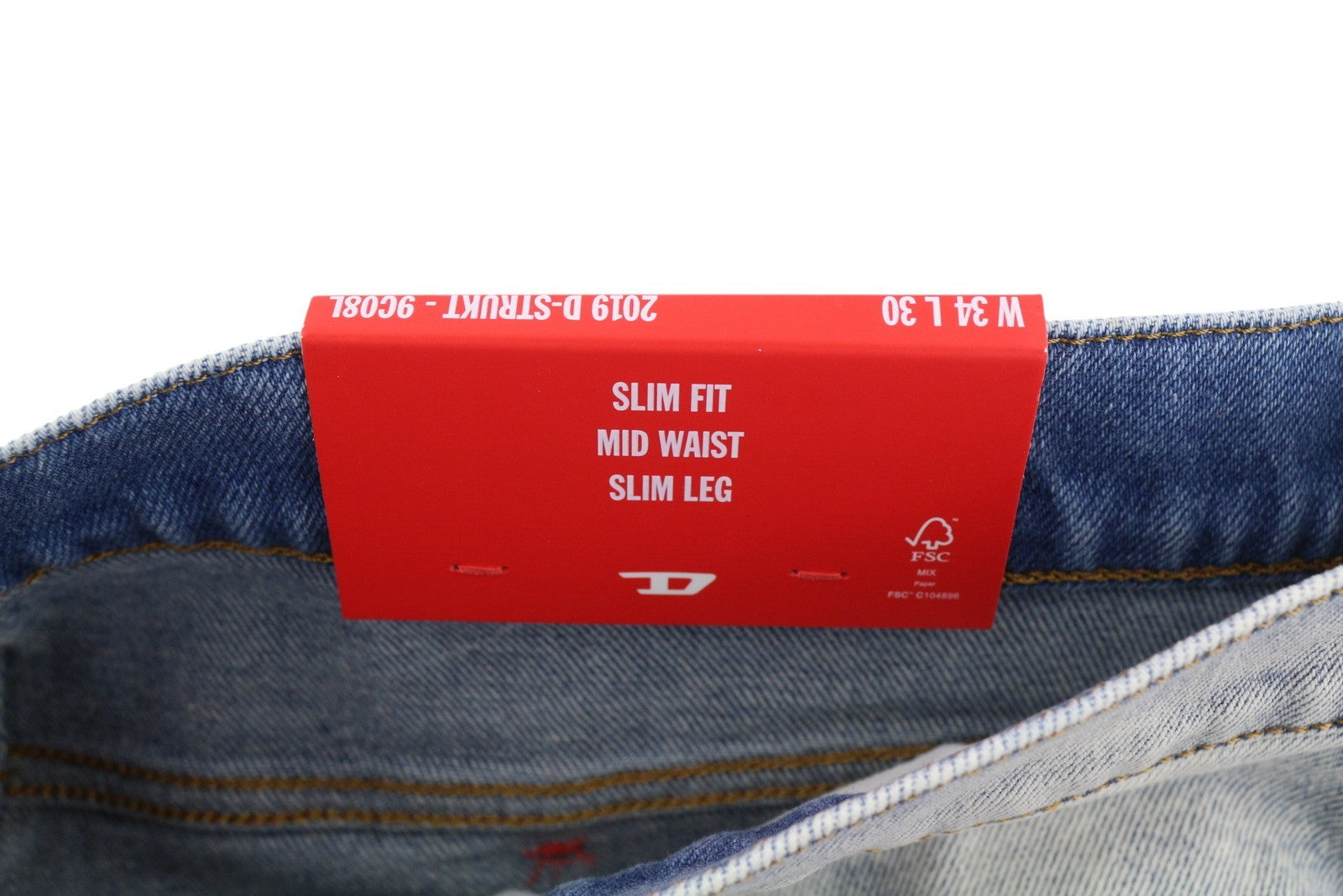 DIESEL 2019 D-Strukt 9C08L Men Jeans W34/L30 Slim  Zip Fly Washed Blue RRP€250