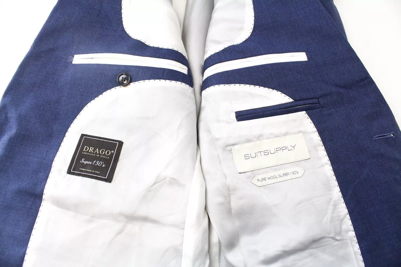 SUITSUPPLY Sienna Men Blazer UK38R Straight-Slim Blue Wool Super 130s