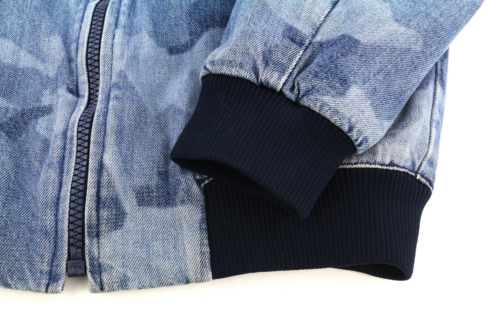 NUDIE Gudrun Women Jacket M Camo Denim Cotton Zipper Lined Washed Blue Pockets