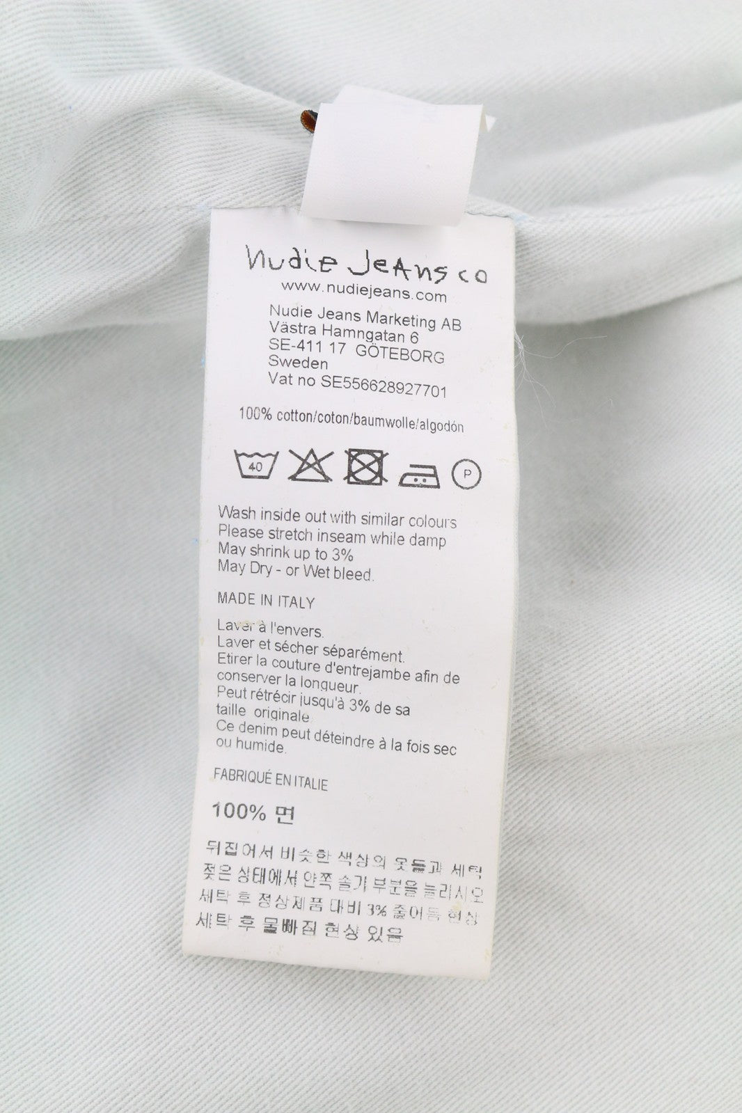 NUDIE Gudrun Women Jacket M Camo Denim Cotton Zipper Lined Washed Blue Pockets