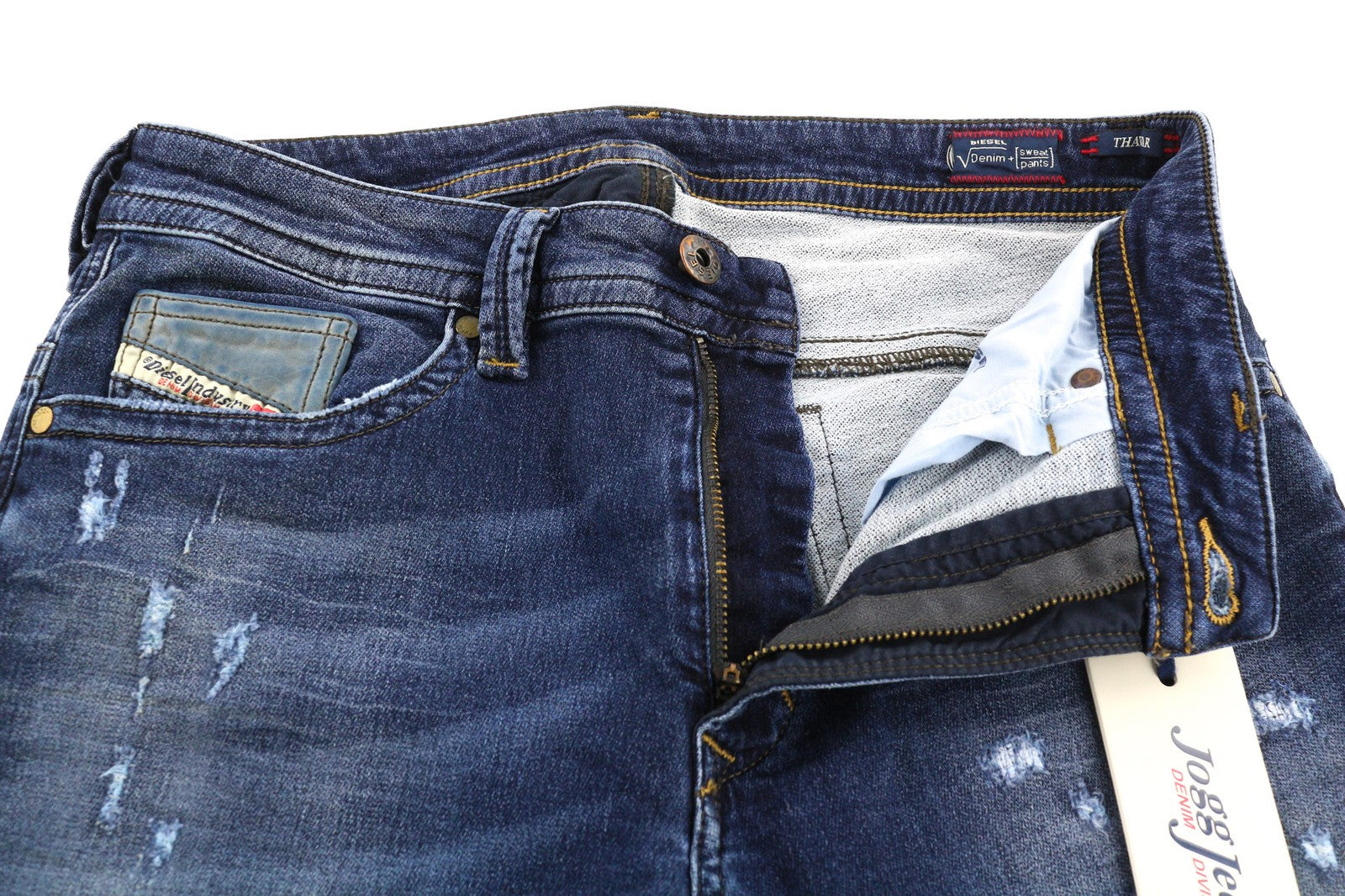 DIESEL Thavar-NE 0662L Men Jeans W28 Sweat Jogg Slim  Blue Stretchy Distressed