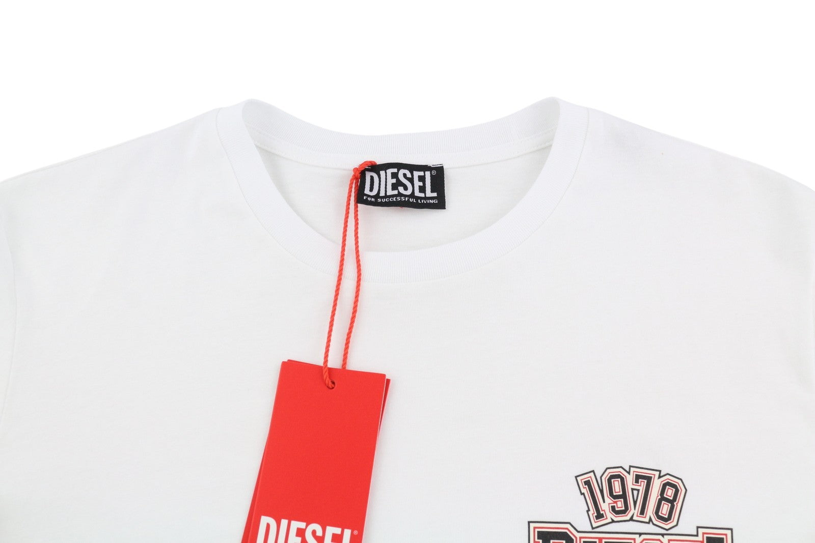 DIESEL T-Diegos-LS-K27 Men T-Shirt M White Cotton Long Sleeve Crew Neck Tricot