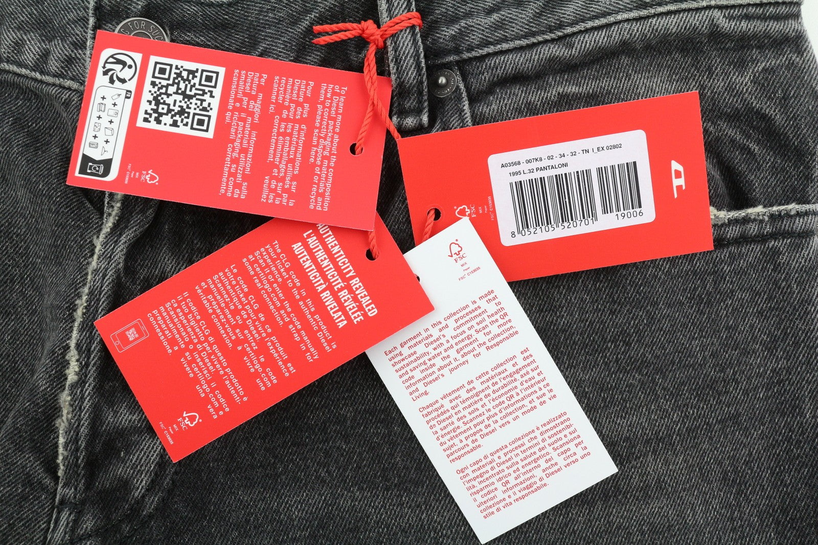 DIESEL 1995 D-SARK 007K8 Men Jeans W34/L32 Slim  Straight Distress Grey RRP195