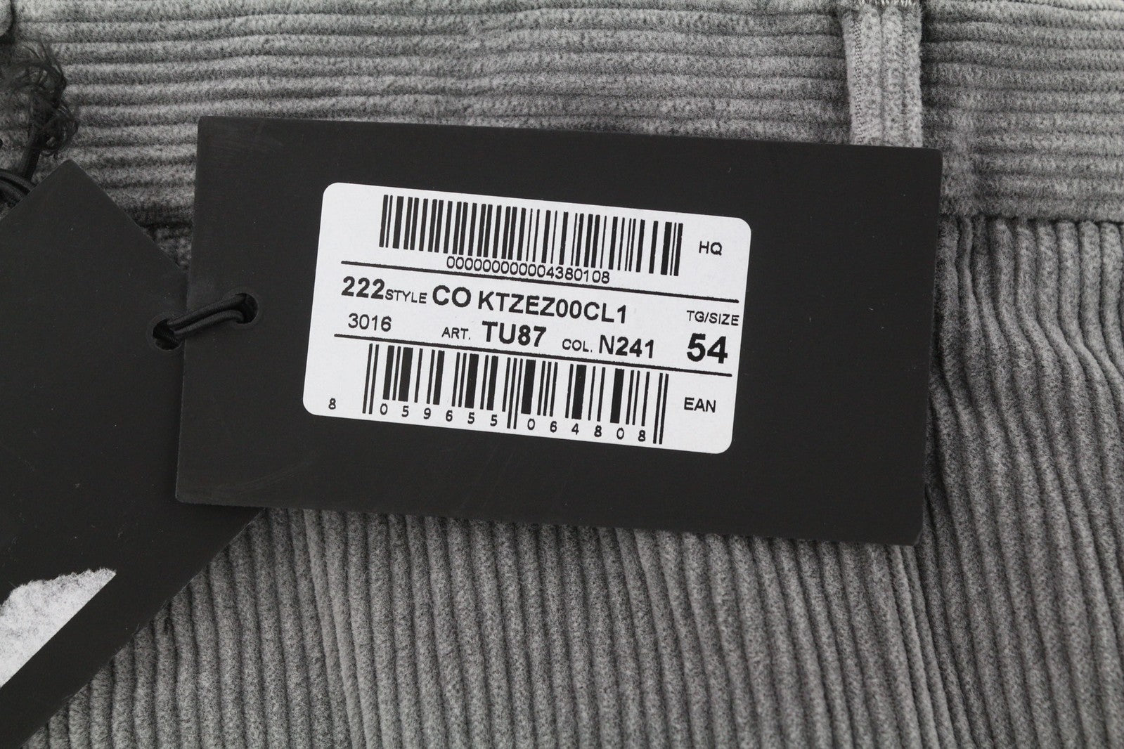 PT TORINO Men Trousers 54 W38 Skinny Grey Cotton Stretchy Corduroy Pleat Front