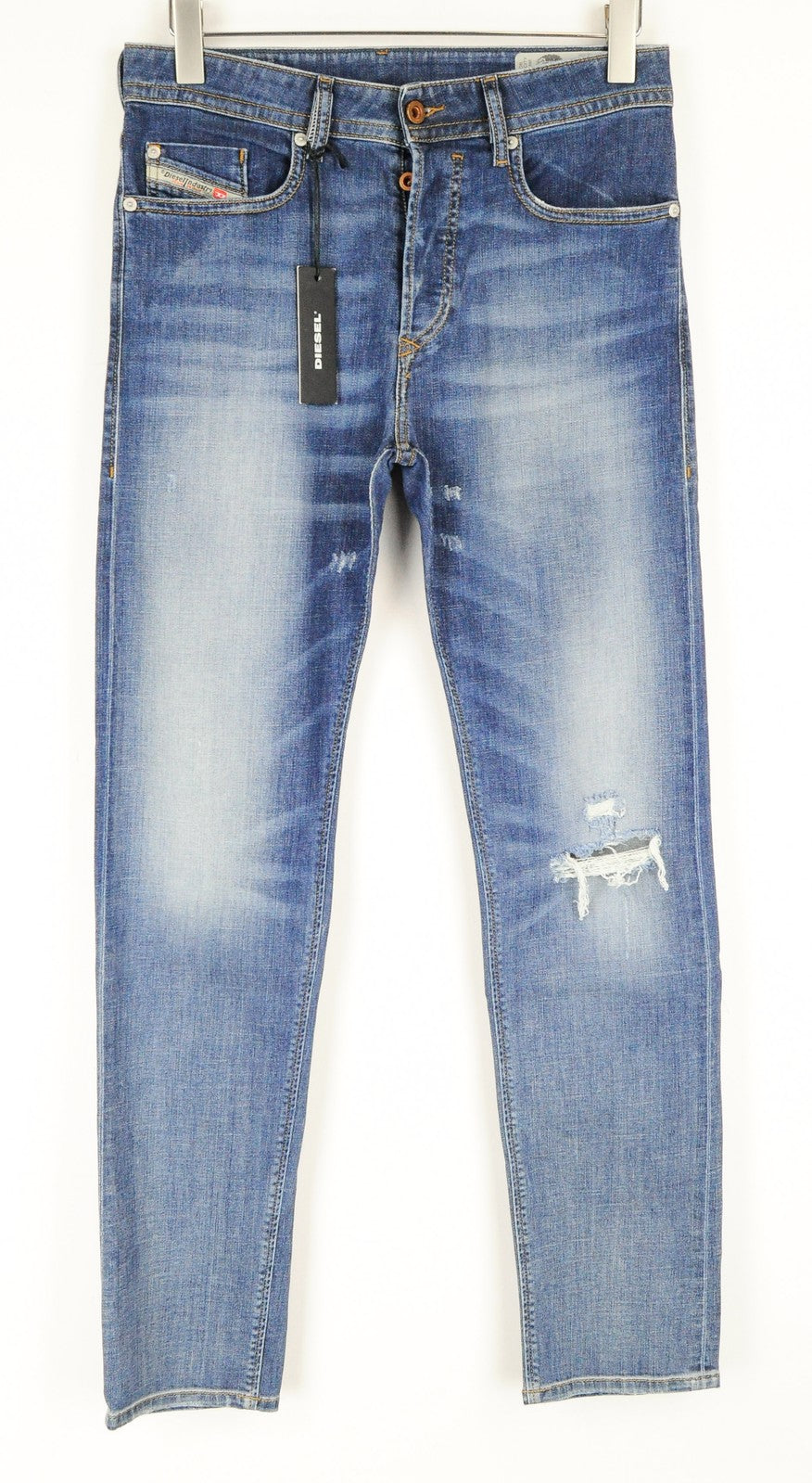 DIESEL Buster R4TW8 Men Jeans W30/L32 Slim Tapered Blue Stretch Wash Jeans