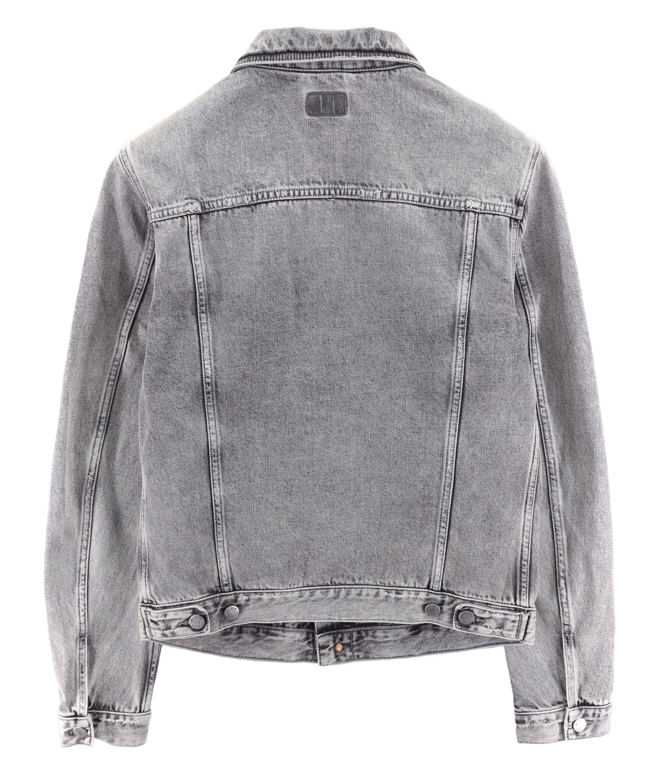 NUDIE Billy Light Grey Trashed Denim Mens Jacket M Regular Faded Button Closure