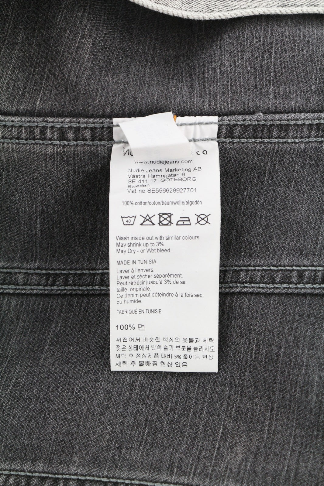 NUDIE Billy Light Grey Trashed Denim Mens Jacket M Regular Faded Button Closure