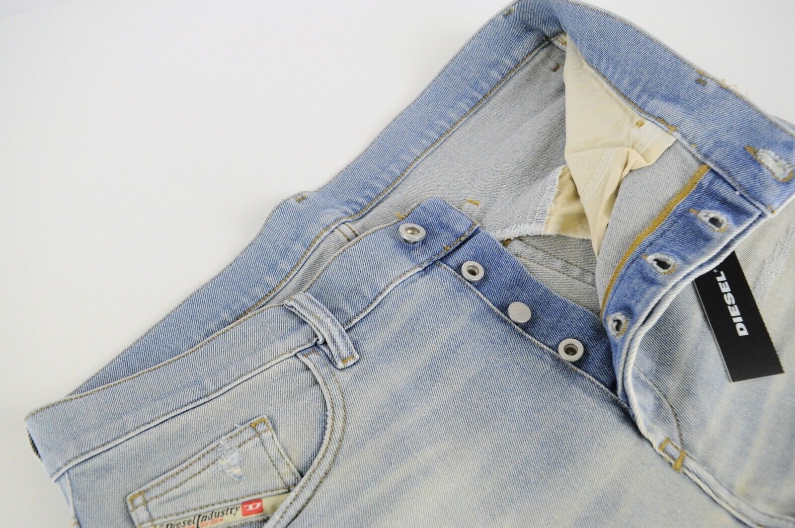 DIESEL D-Eetar 081AK Mens Jeans W34/L32 Stretchy Blue Aged Ripped Carrot