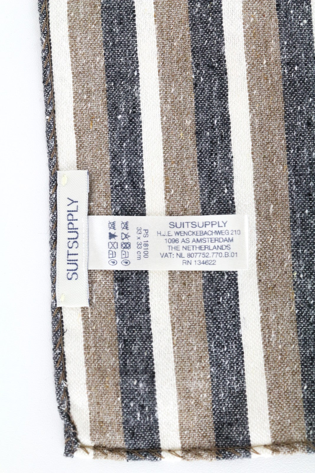 SUITSUPPLY Men's Pocket Square 33 x 33 cm Striped Handkerchief Silk Cotton Blend