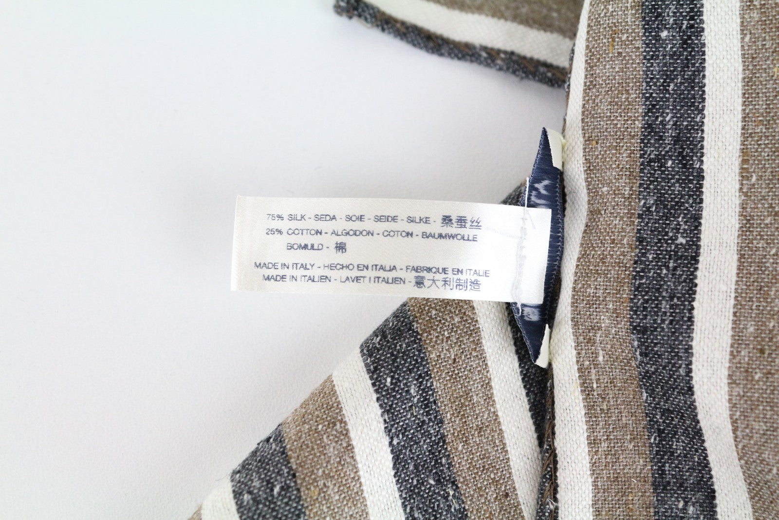 SUITSUPPLY Men's Pocket Square 33 x 33 cm Striped Handkerchief Silk Cotton Blend