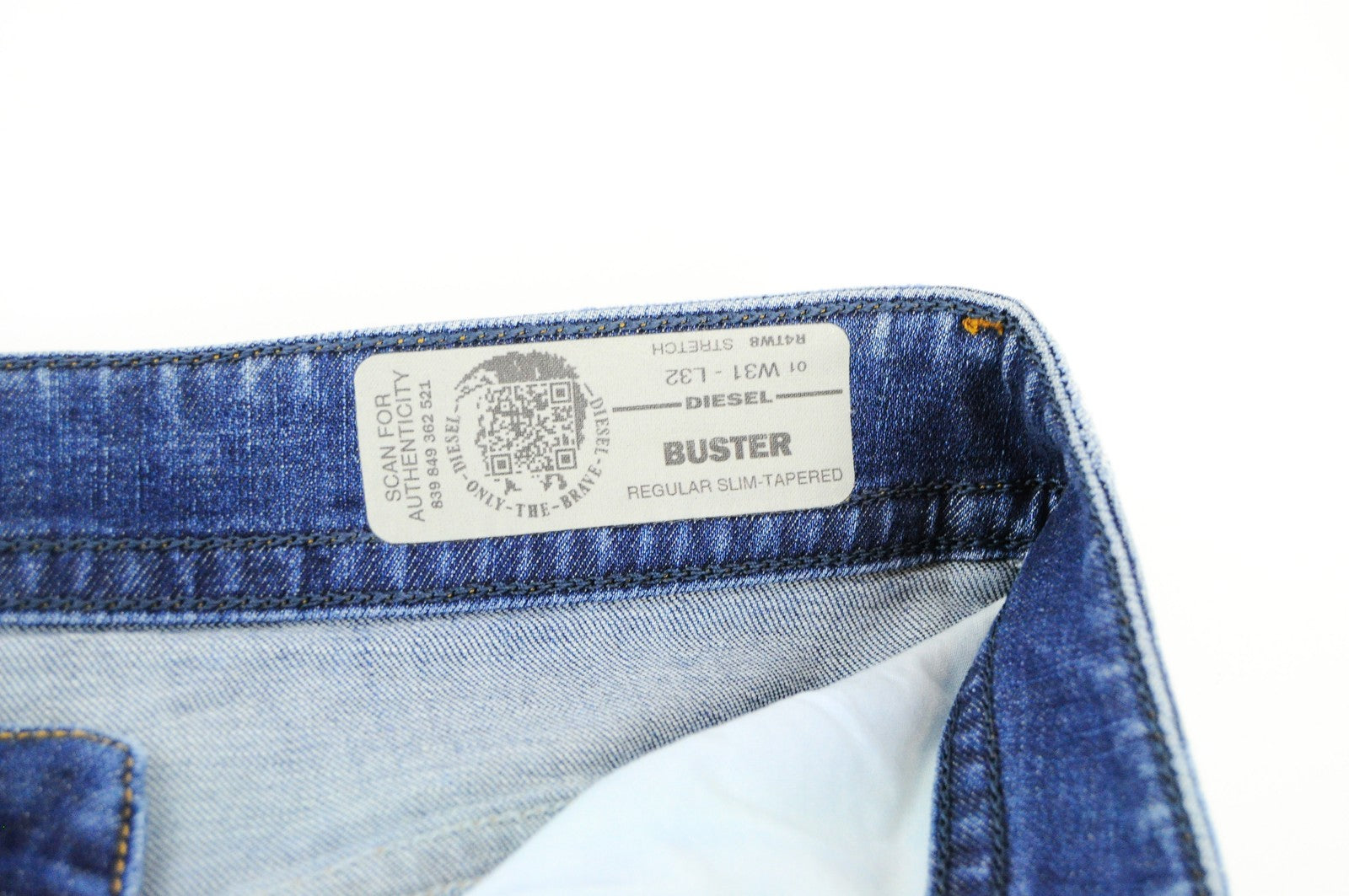 DIESEL Buster R4TW8 Men Jeans W31/L32 Slim Taper Fit Ripped Blue Stretch Denim