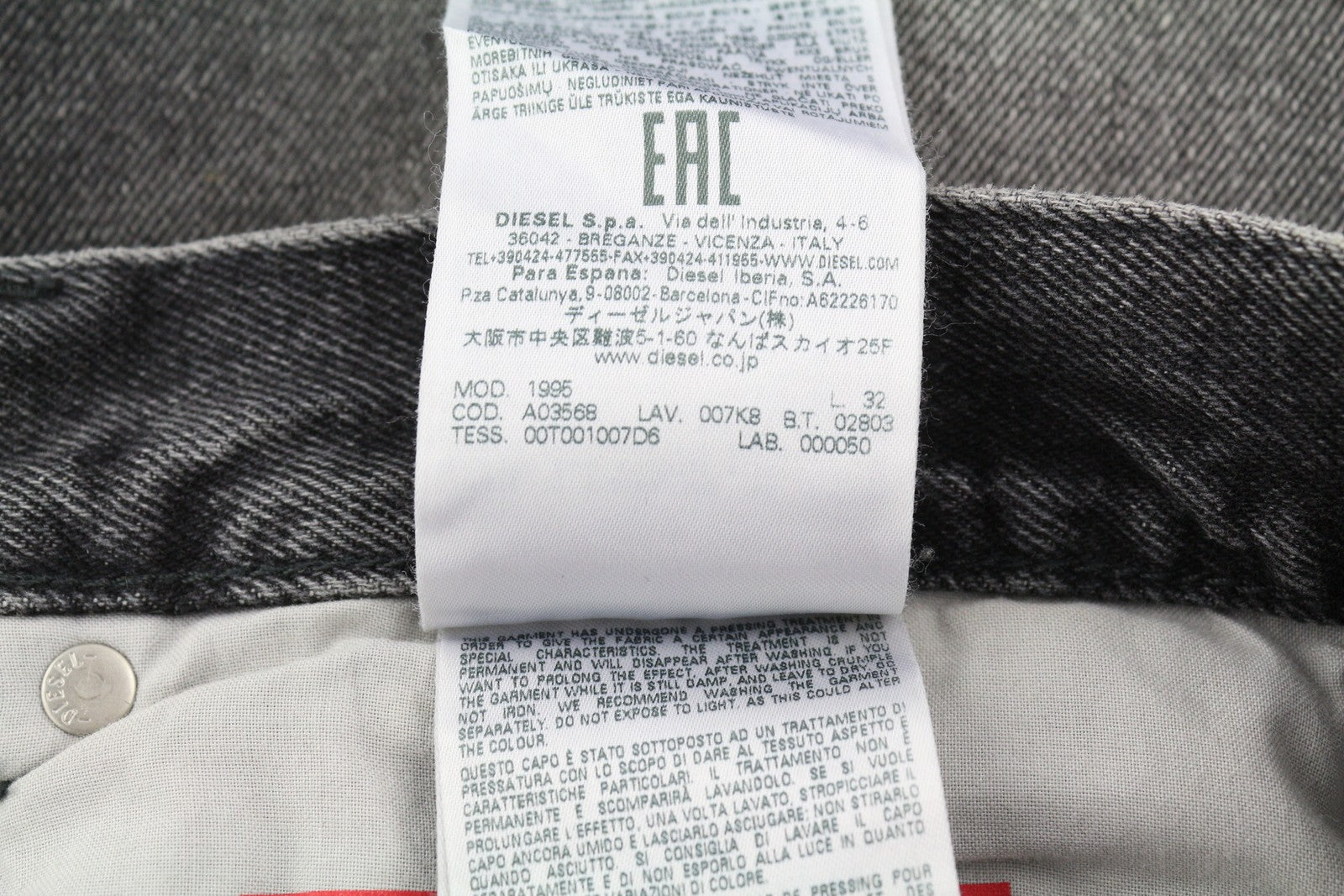 DIESEL 1995 D-SARK 007K8 Men Jeans W33/L32 Slim  Straight Distress Grey RRP€195