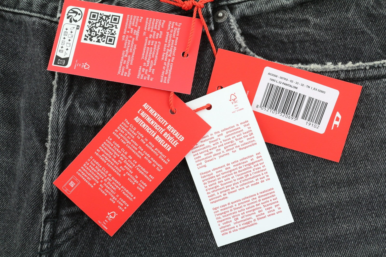 DIESEL 1995 D-SARK 007K8 Men Jeans W33/L32 Slim  Straight Distress Grey RRP€195