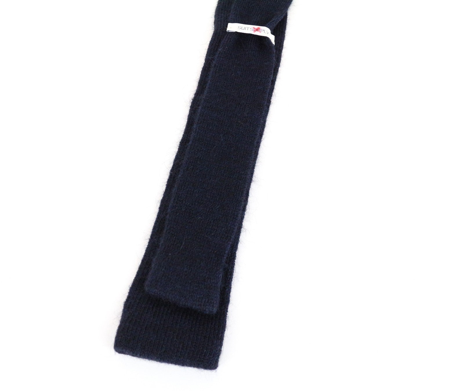 SUITSUPPLY Men's Tie 146 x 5.9 cm Alpaca Wool Blend Knitted Square-End Dark Blue
