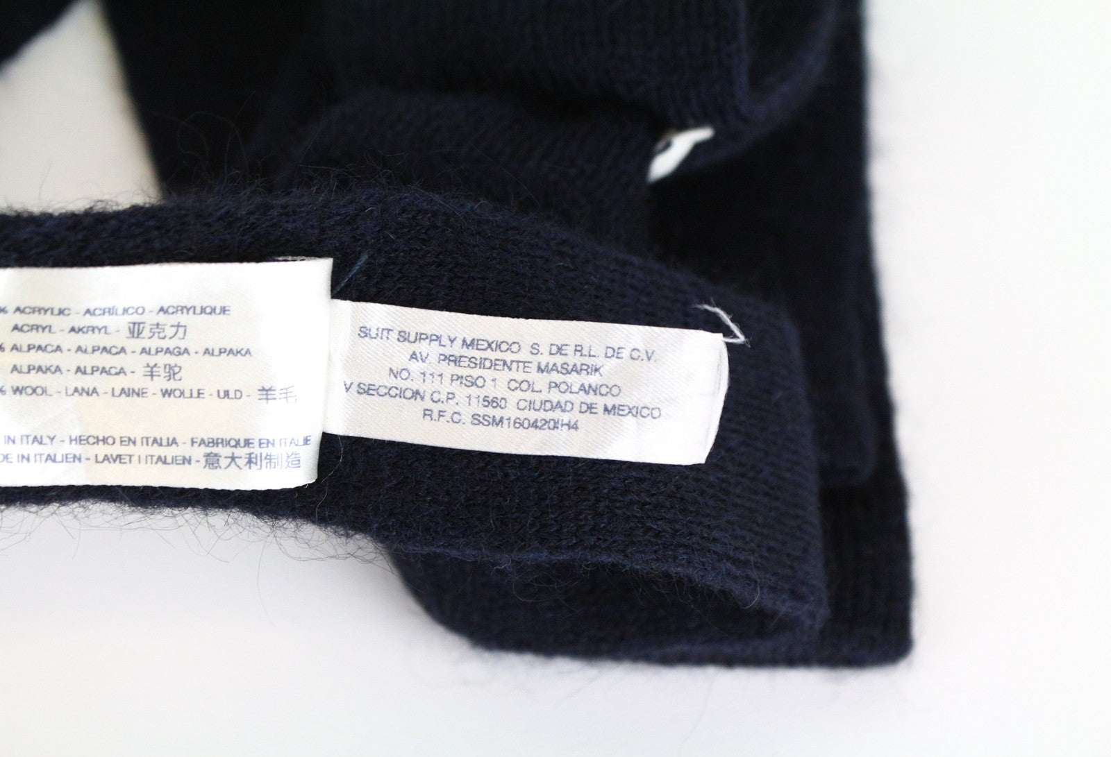 SUITSUPPLY Men's Tie 146 x 5.9 cm Alpaca Wool Blend Knitted Square-End Dark Blue