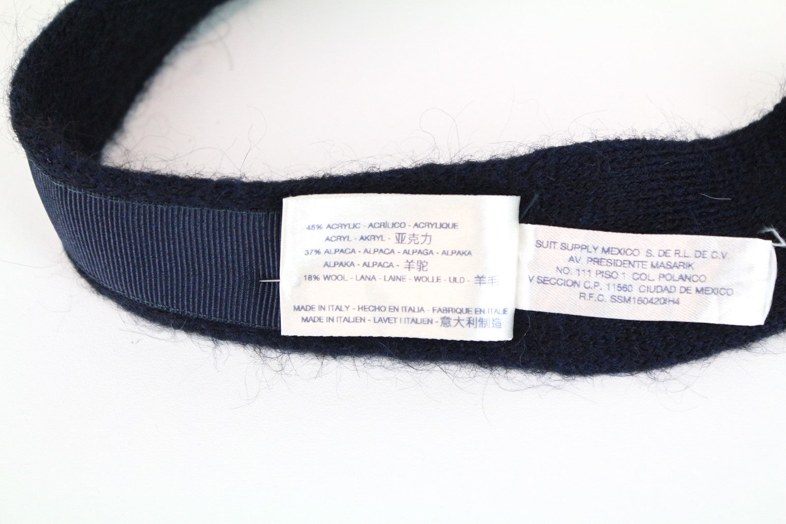 SUITSUPPLY Men's Tie 146 x 5.9 cm Alpaca Wool Blend Knitted Square-End Dark Blue