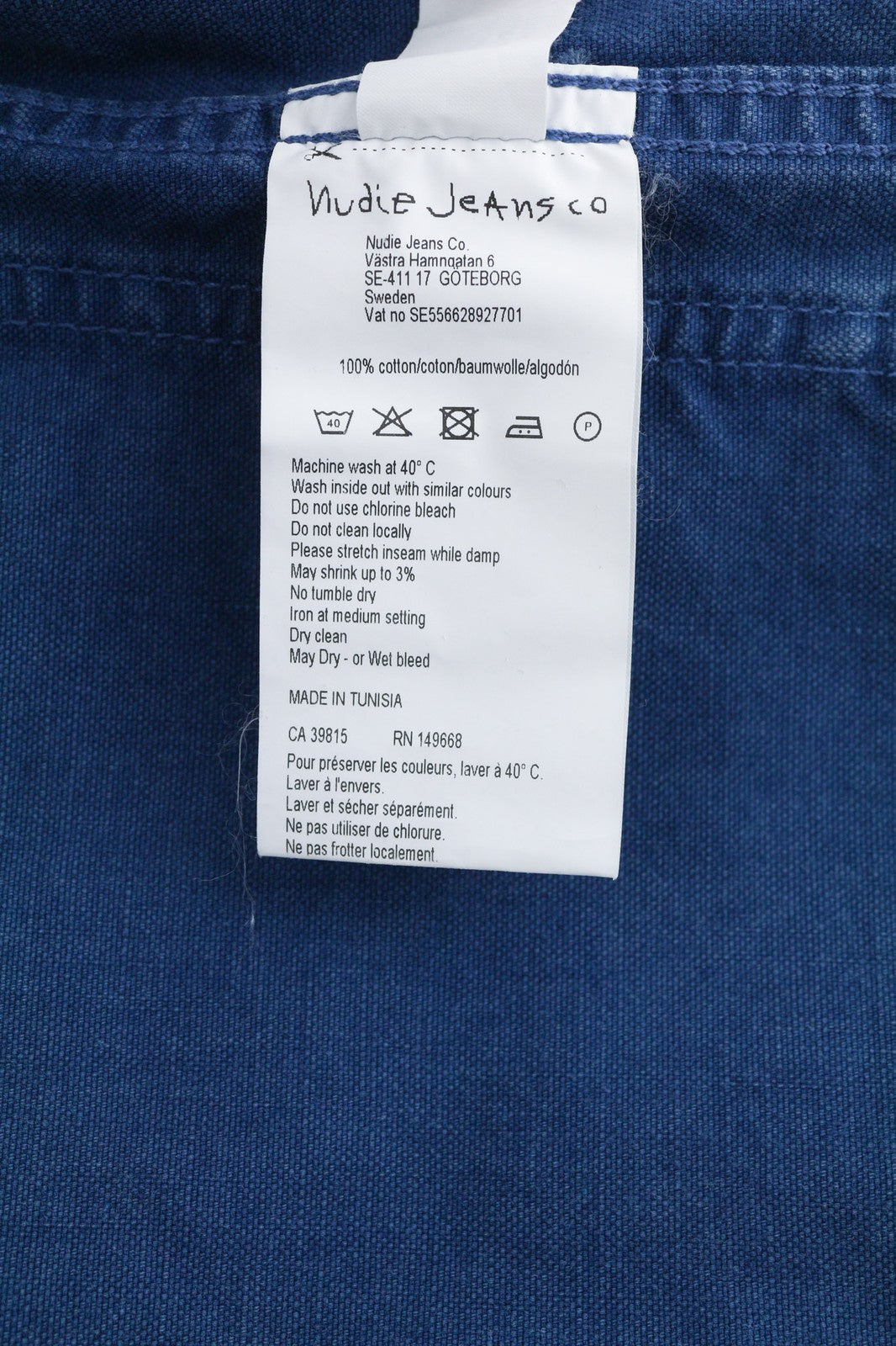 NUDIE Paul Mens Jacket S Worker Oden Blue Washed Buttoned  Neck Pockets