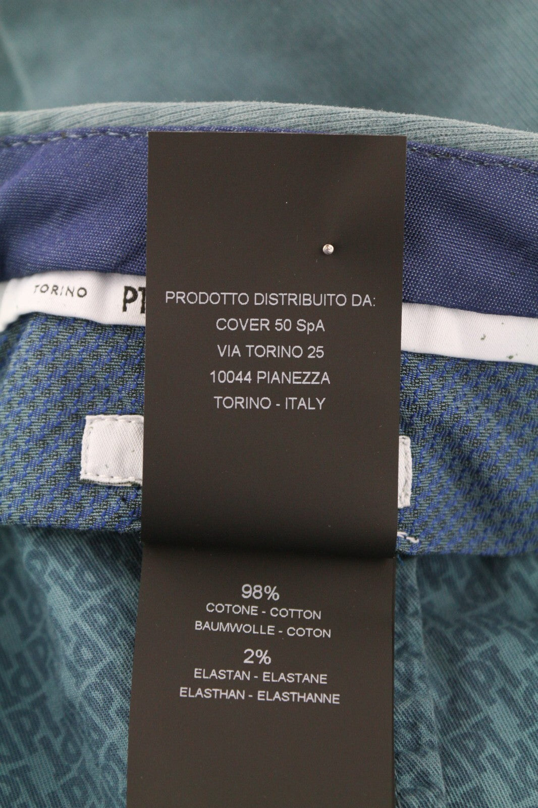 PT TORINO Men Trousers 44 W28 Skinny  Cotton Stretchy Blue Dress Pleated Front