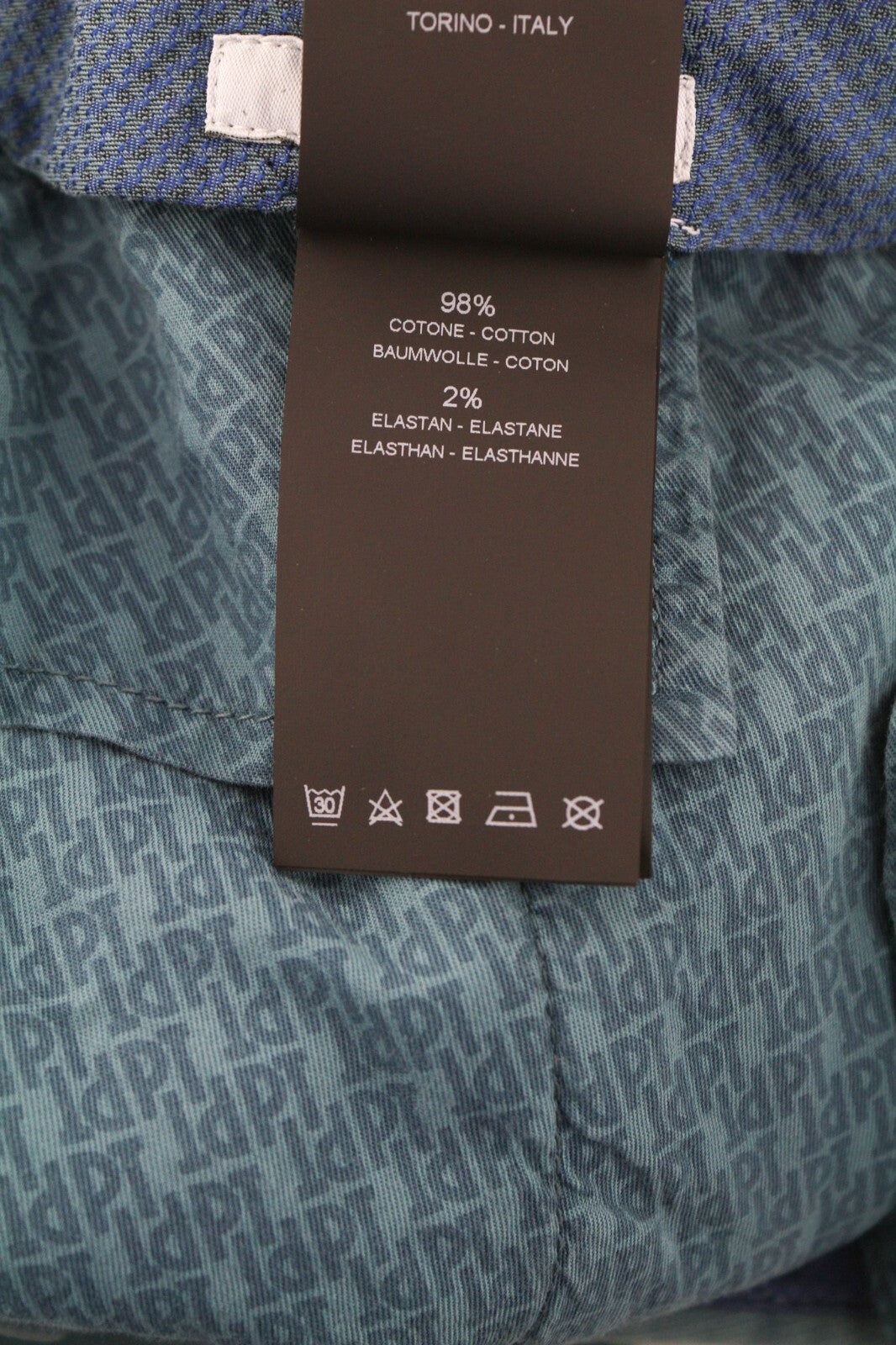 PT TORINO Men Trousers 44 W28 Skinny  Cotton Stretchy Blue Dress Pleated Front