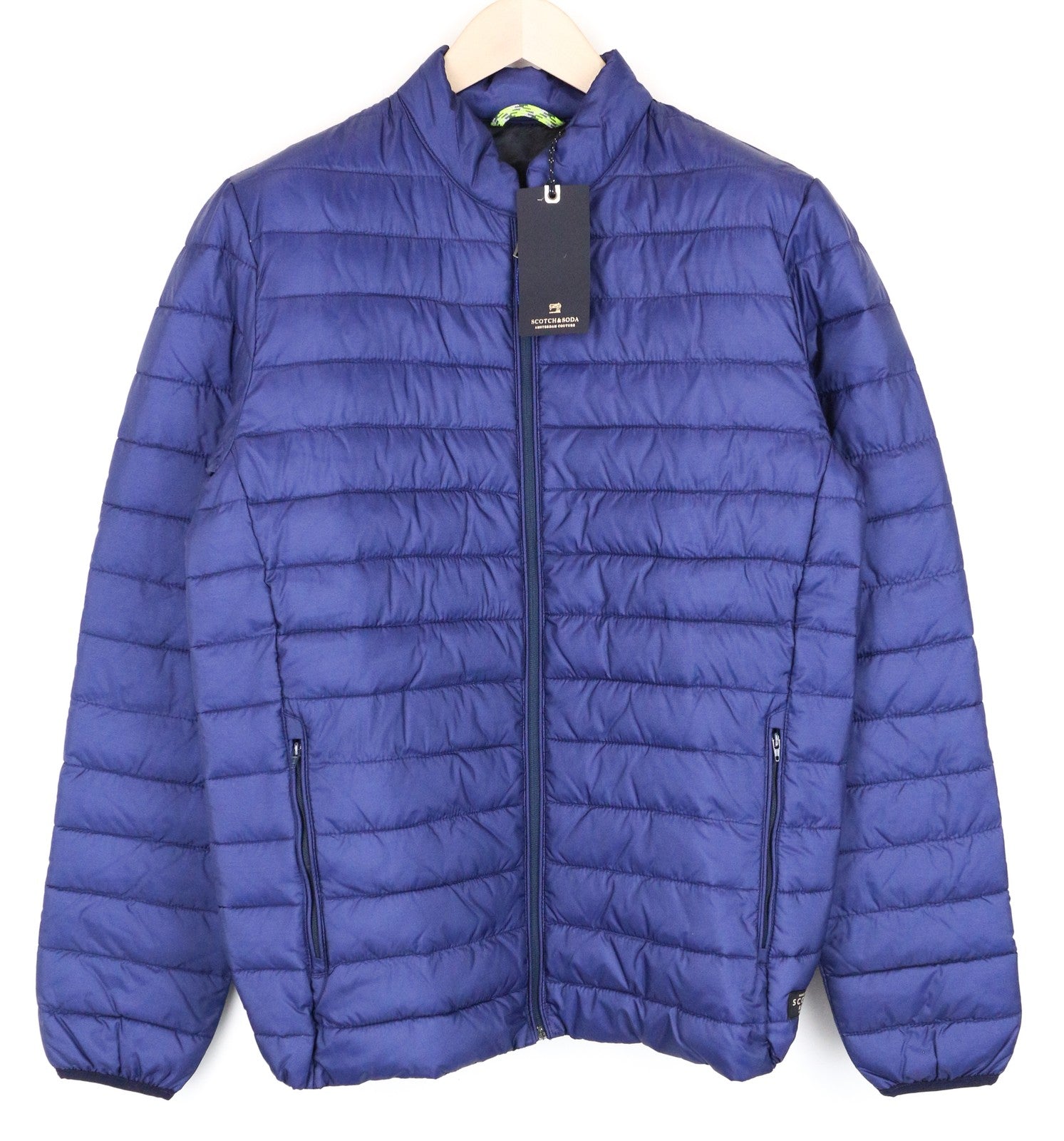 SCOTCH & SODA Men's Jacket MEDIUM Quilted Blue Padded Short Length Lined Casual