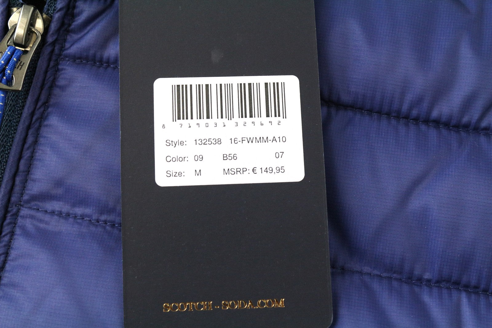 SCOTCH & SODA Men's Jacket MEDIUM Quilted Blue Padded Short Length Lined Casual