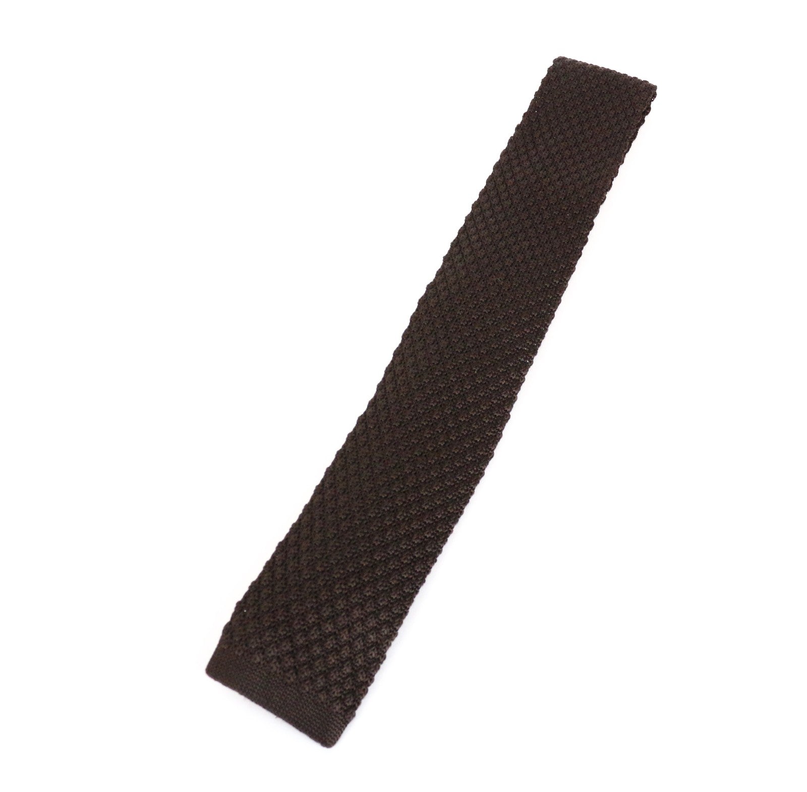 SUITSUPPLY Men's Tie 148 x 6 cm Pure Silk Knitted Classic Square-End Dark Brown