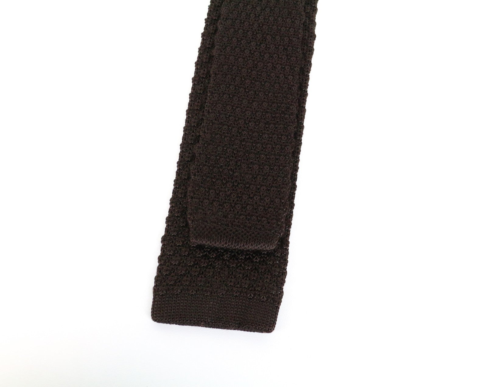 SUITSUPPLY Men's Tie 148 x 6 cm Pure Silk Knitted Classic Square-End Dark Brown