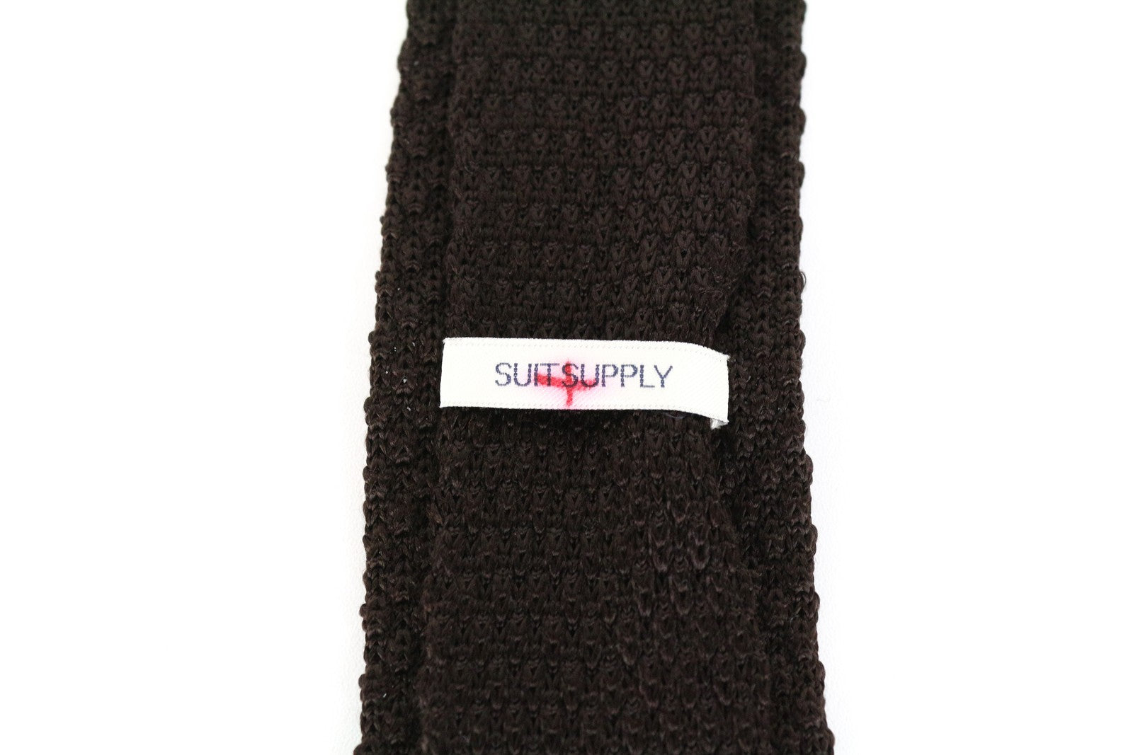 SUITSUPPLY Men's Tie 148 x 6 cm Pure Silk Knitted Classic Square-End Dark Brown