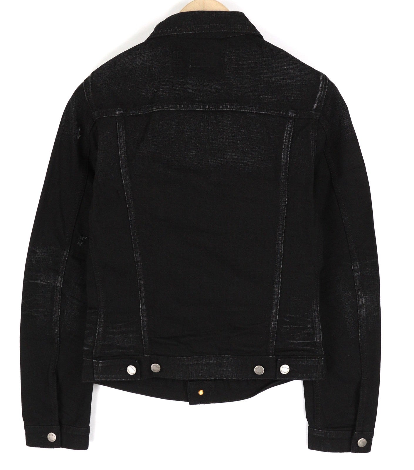 NUDIE Billy Men Jacket XS Rebel Black B01 Washed Buttoned  Neck Pockets