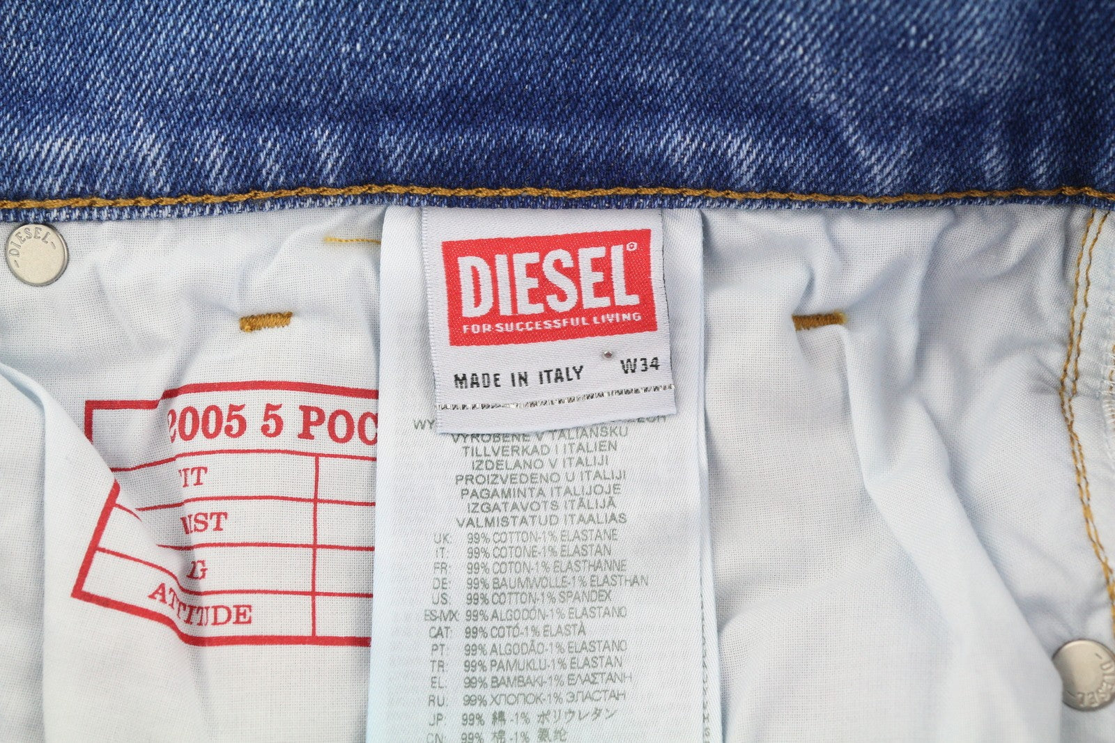 DIESEL 2005 D-Fining 09E85 Men Jeans W34/L30 Regular Tapered Washed Blue RRP€295