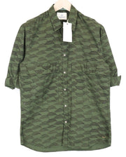 SCOTCH & SODA Vacanza Men's Shirt ~L Khaki Green Abstract Print 3/4 Sleeves