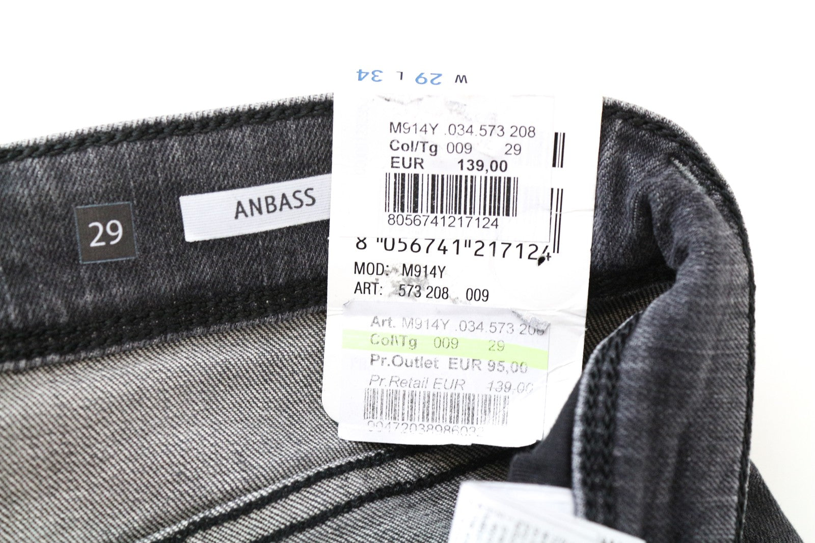 REPLAY Anbass Men's Jeans W29/L34 Slim Fitted Aged Grey Denim Casual Look