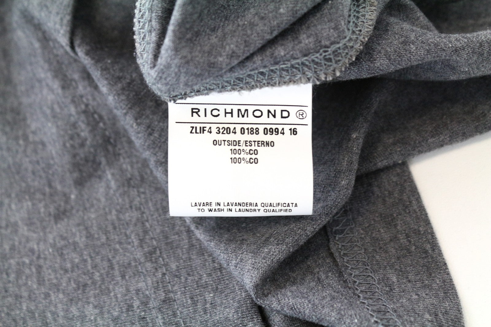 RICHMOND X Men's T-Shirt ~L Dark Grey Crew Neck Sleeveless Printed Back Melange