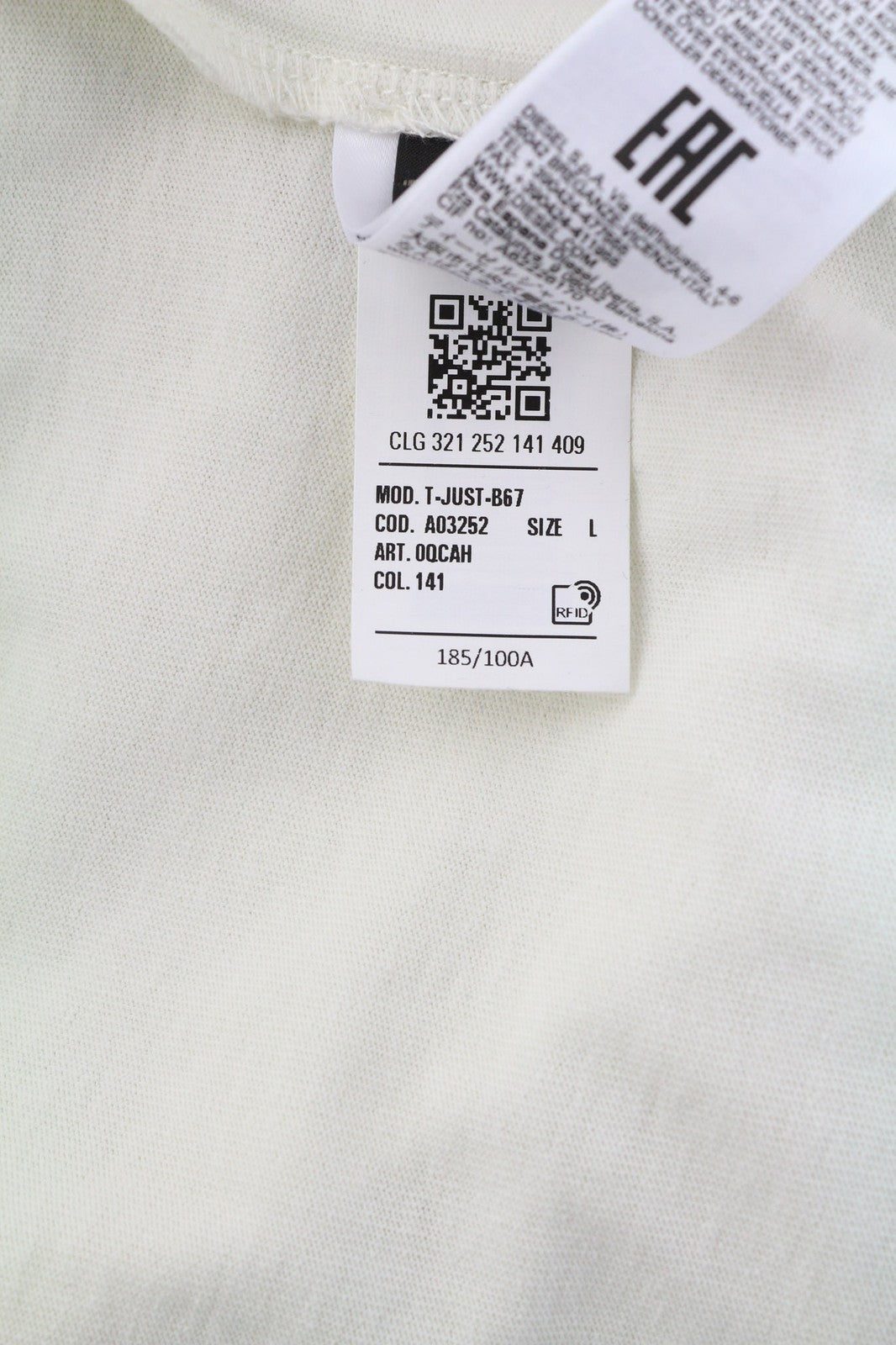 DIESEL T-Just-B67 Mens T-Shirt L Short Sleeve Crew Collar  Tricot