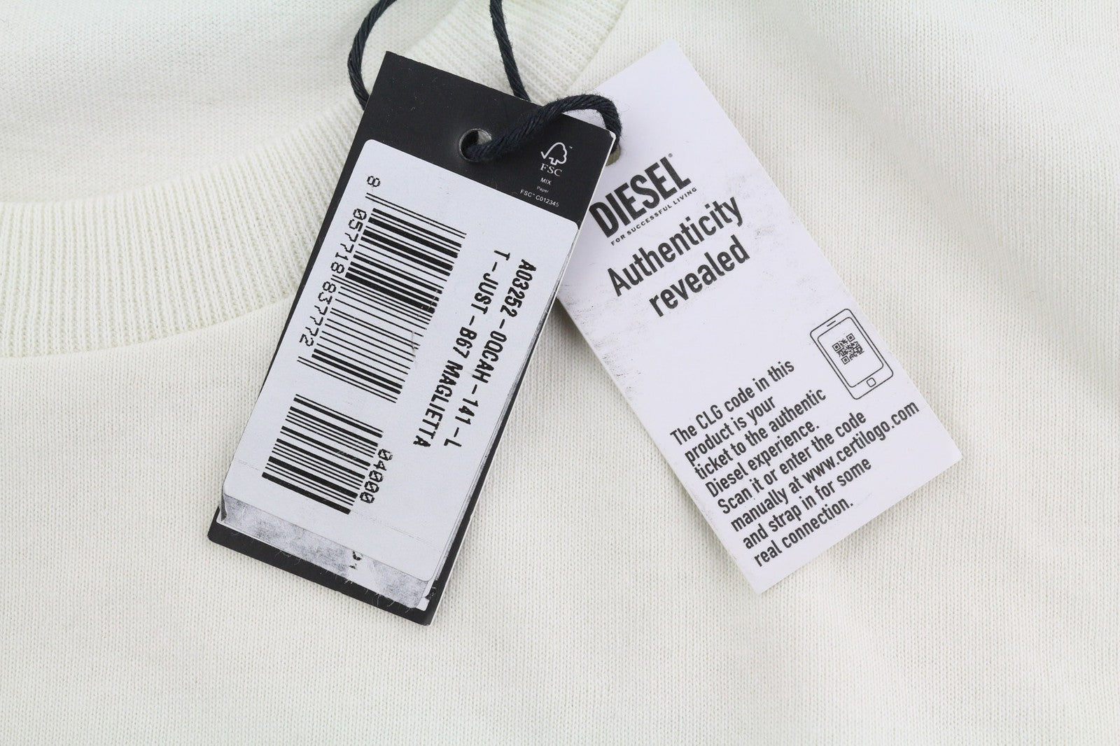 DIESEL T-Just-B67 Mens T-Shirt L Short Sleeve Crew Collar  Tricot